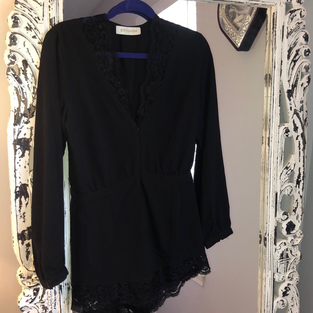 Kittenish Black Lace Romper